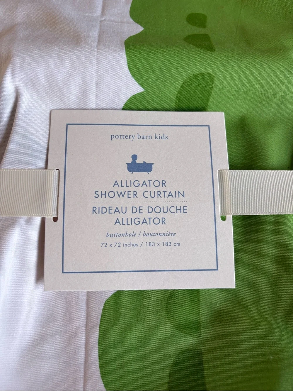 Pottery Barn Kids Green Alligator & Turtle Shower Curtain
